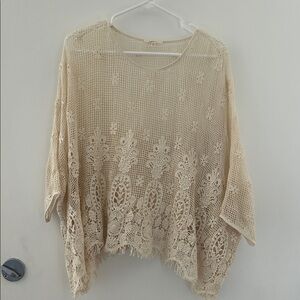 Mystree Beige Lace Knit Top